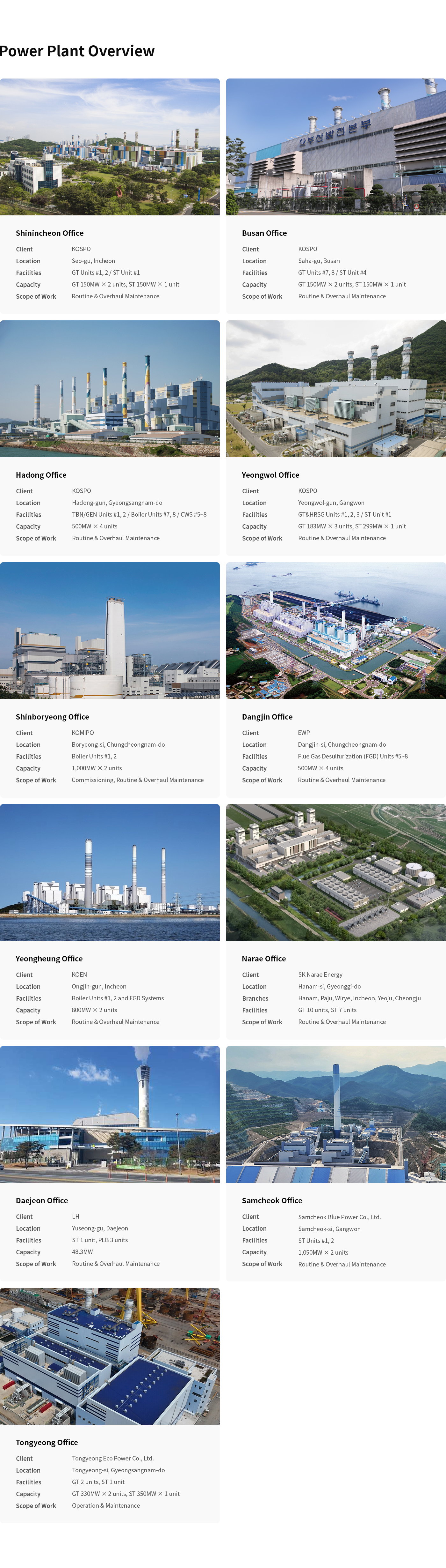 Power Generating Facilities